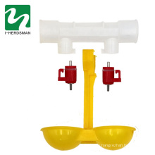 Poultry Farm Automatic Double Outlet Poultry Hanging Cups Nipple Drinker For Chicken